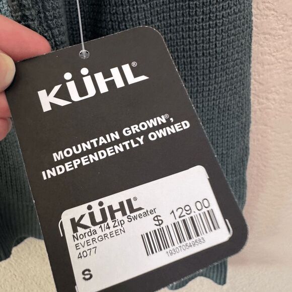 KUHL Norda 1/4 Zip Sweater Womens Small Pullover Merino Wool Organic Evergreen - Picture 4 of 13